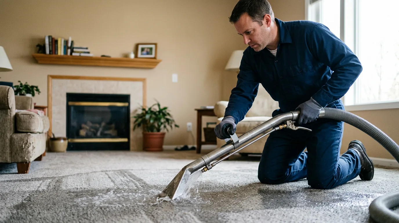 Water damage restoration technician working near Bridgeport, CT